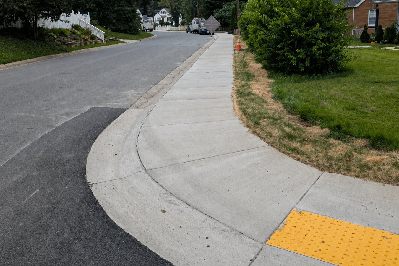 Concrete curbing and sidewalks